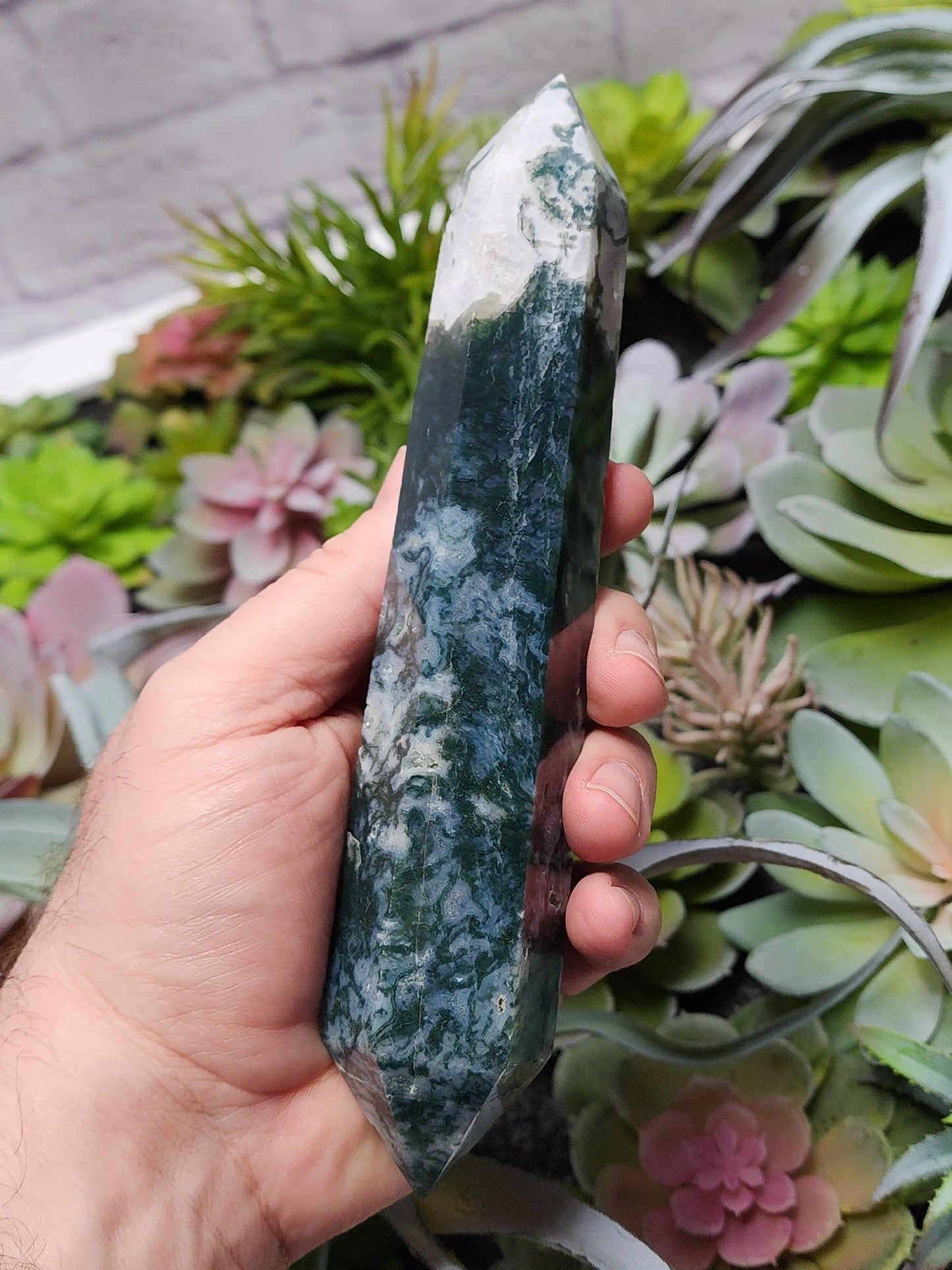 Moss Agate Wand Carving | 1834