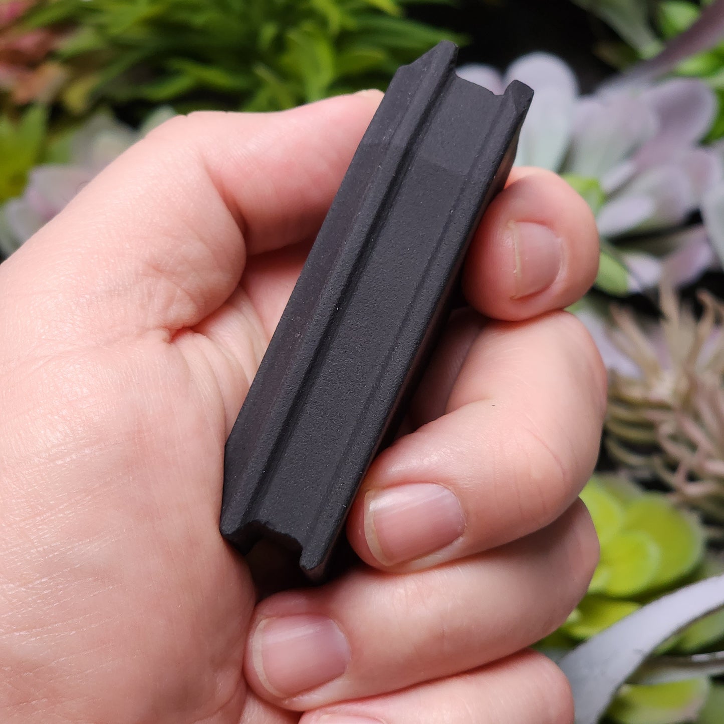 Matte Black Obsidian Coffin Carving