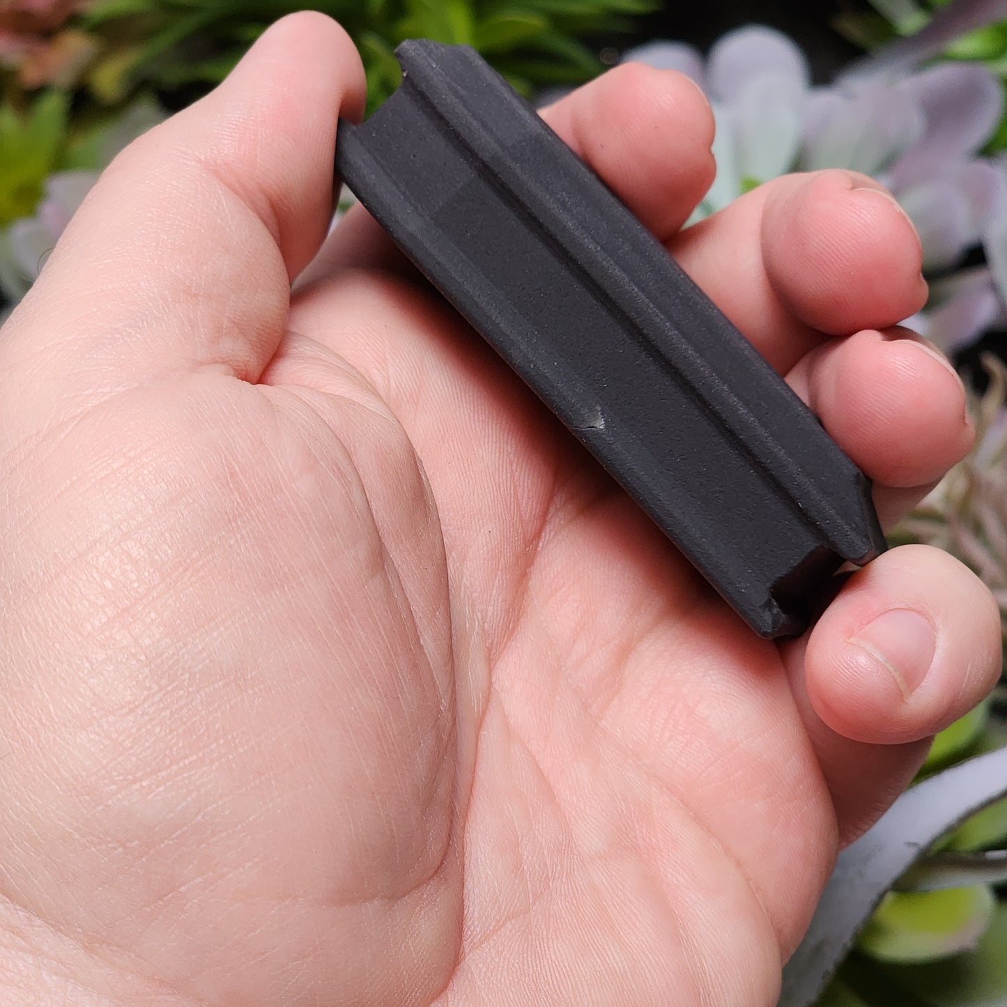 Matte Black Obsidian Coffin Carving