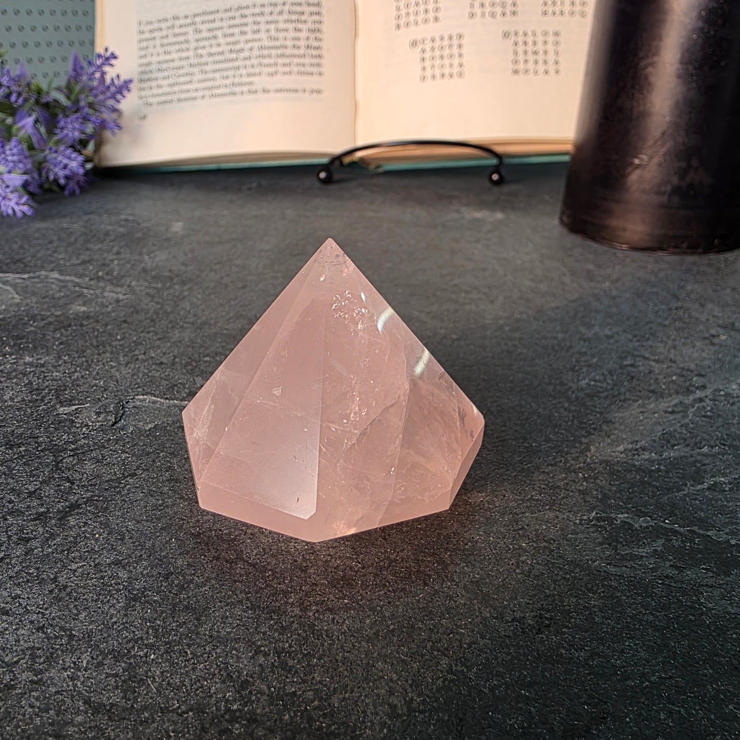 Rose Quartz Diamond Point Carving | 1416