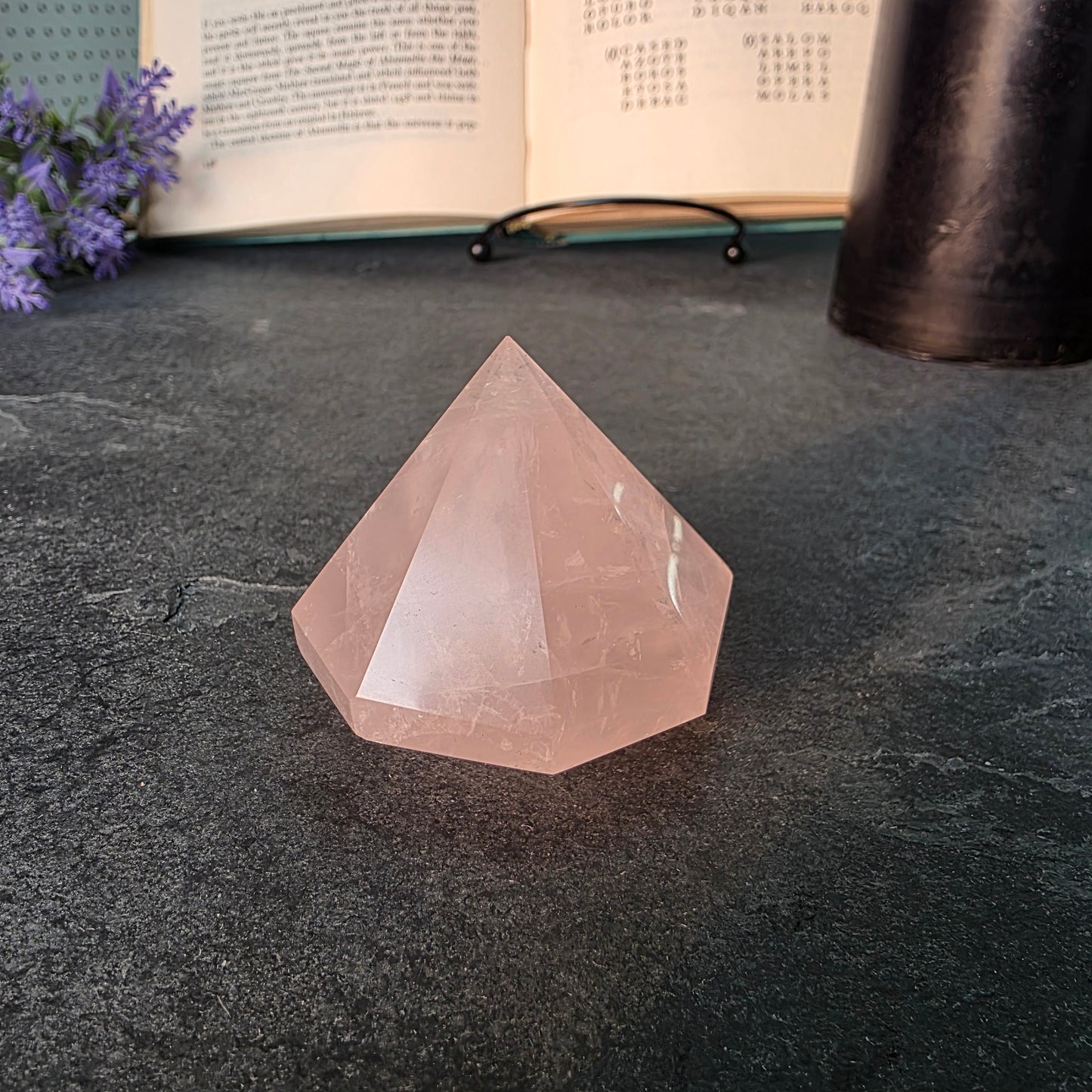 Rose Quartz Diamond Point Carving | 1416