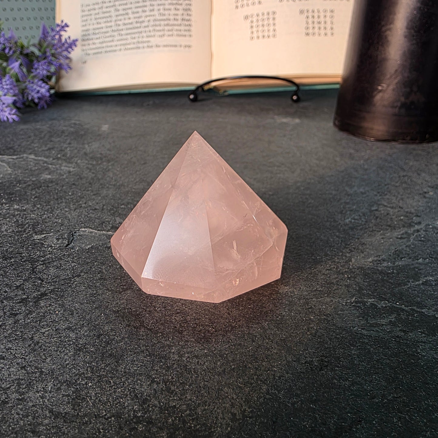 Rose Quartz Diamond Point Carving | 1416