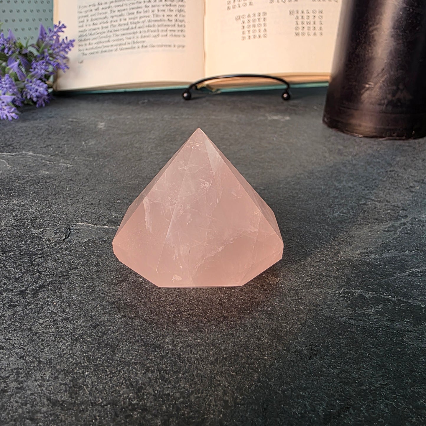 Rose Quartz Diamond Point Carving | 1416