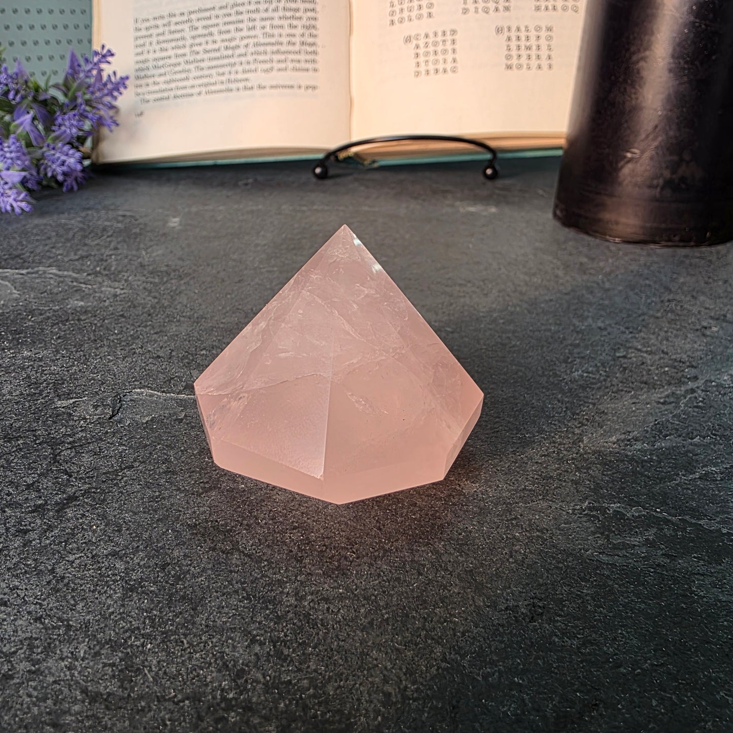 Rose Quartz Diamond Point Carving | 1416