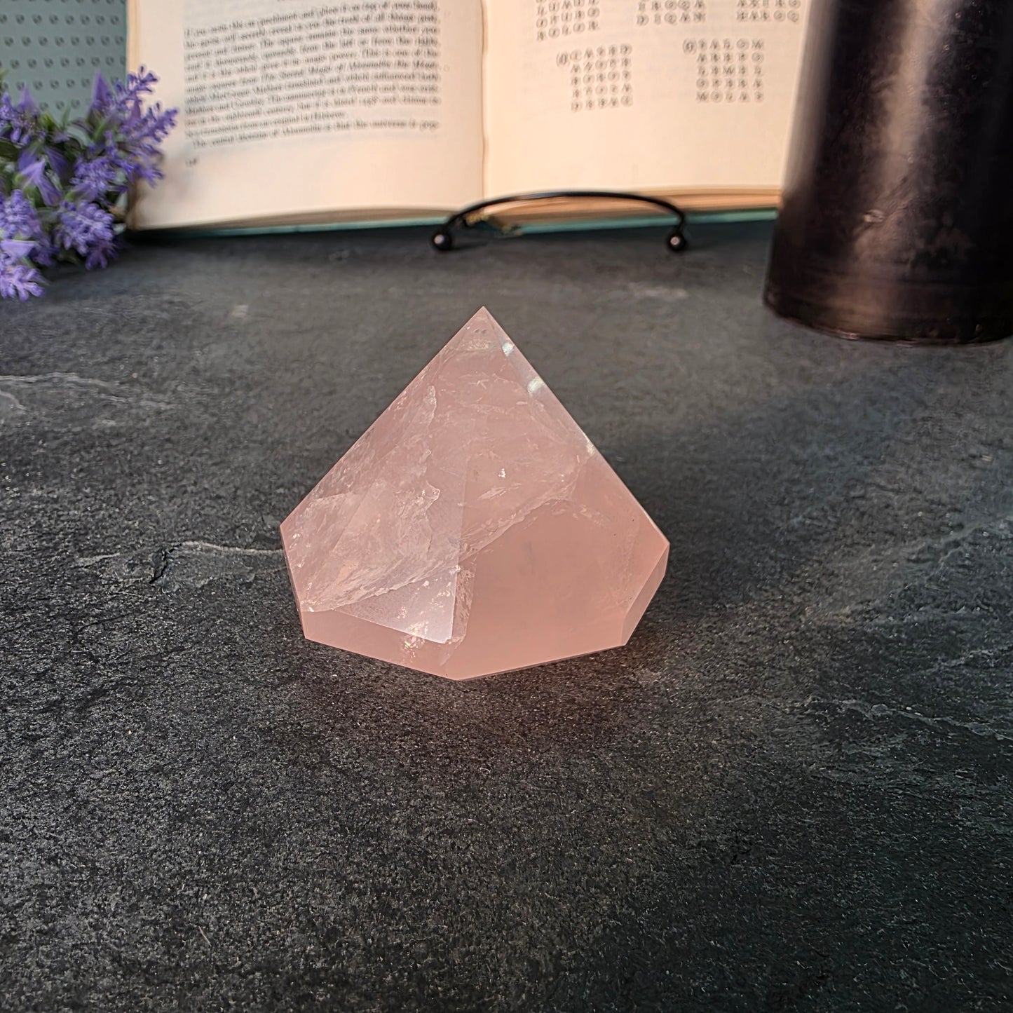 Rose Quartz Diamond Point Carving | 1416