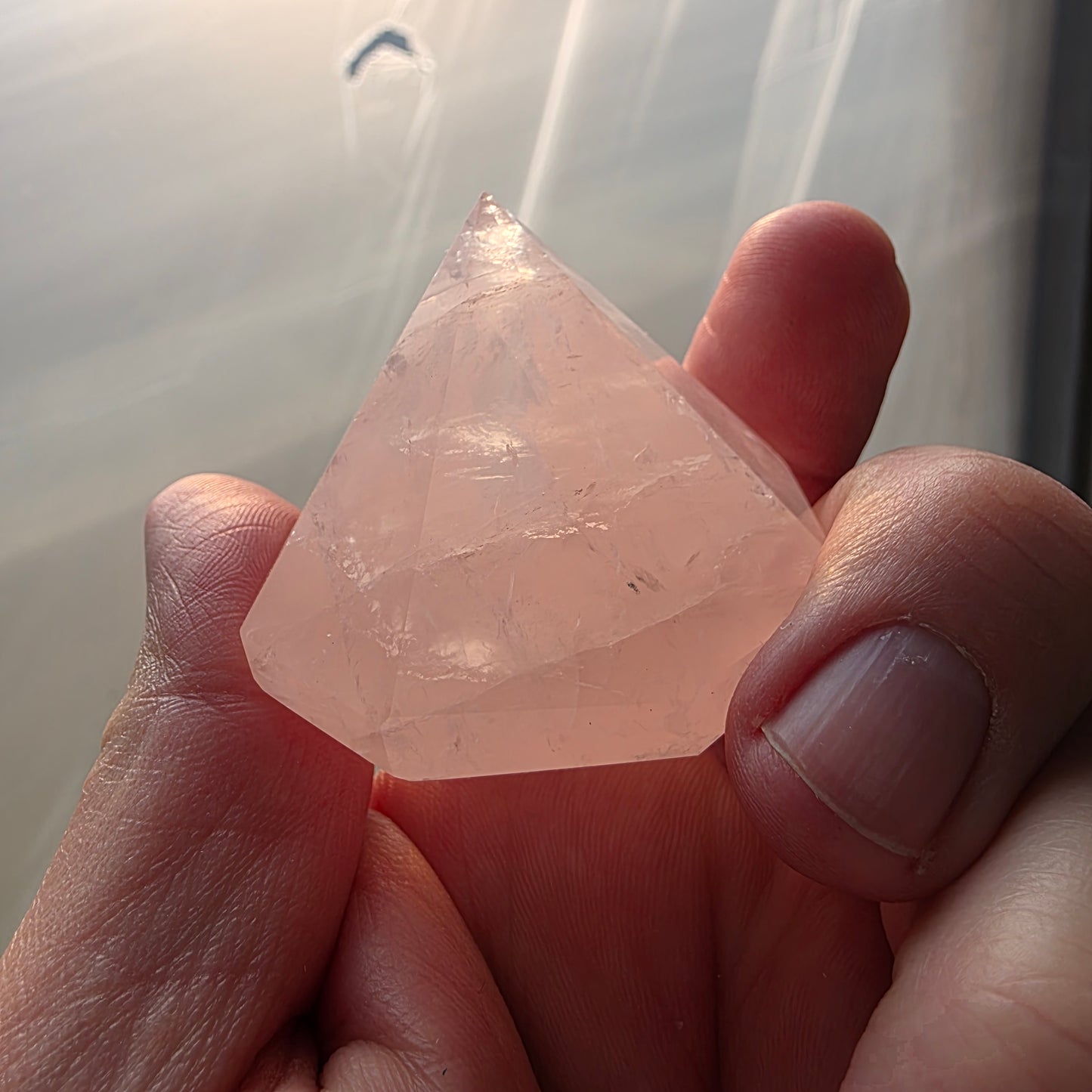 Rose Quartz Diamond Point Carving | 1416