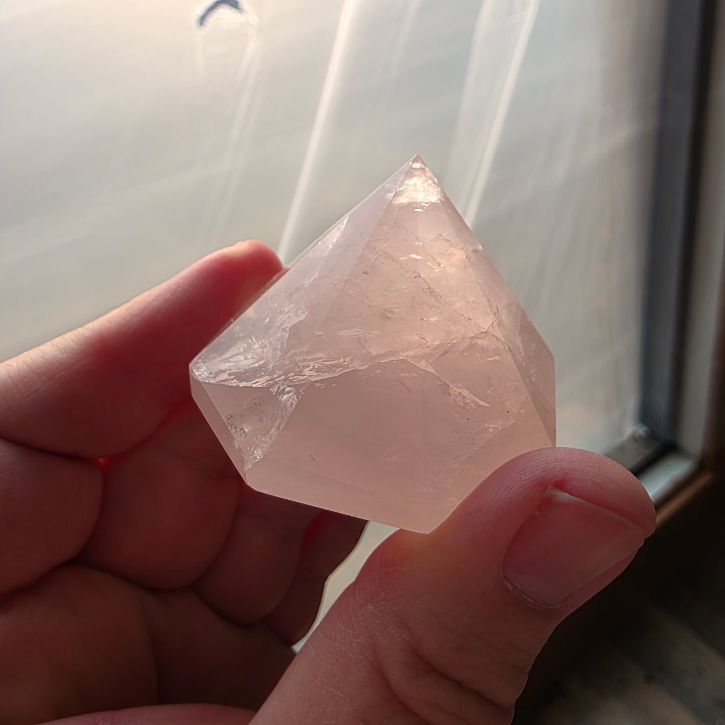 Rose Quartz Diamond Point Carving | 1416