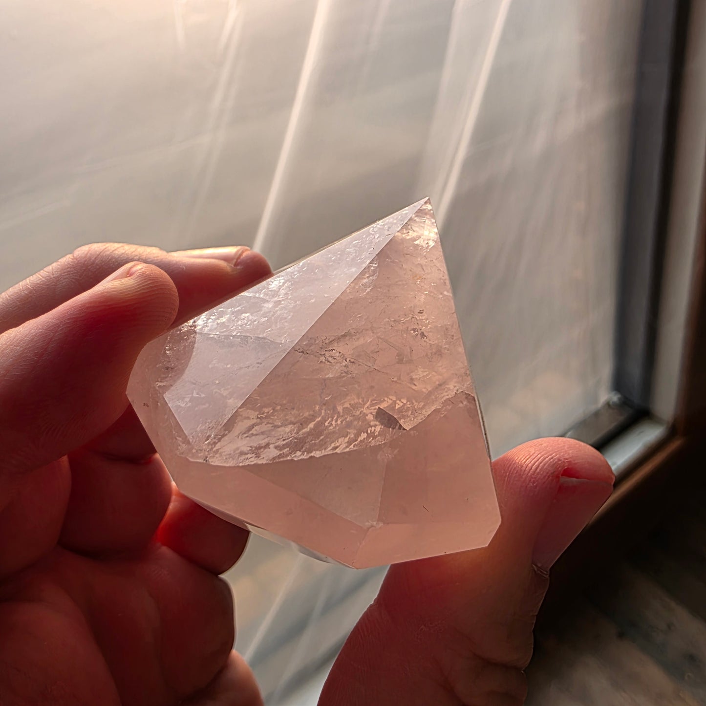 Rose Quartz Diamond Point Carving | 1416