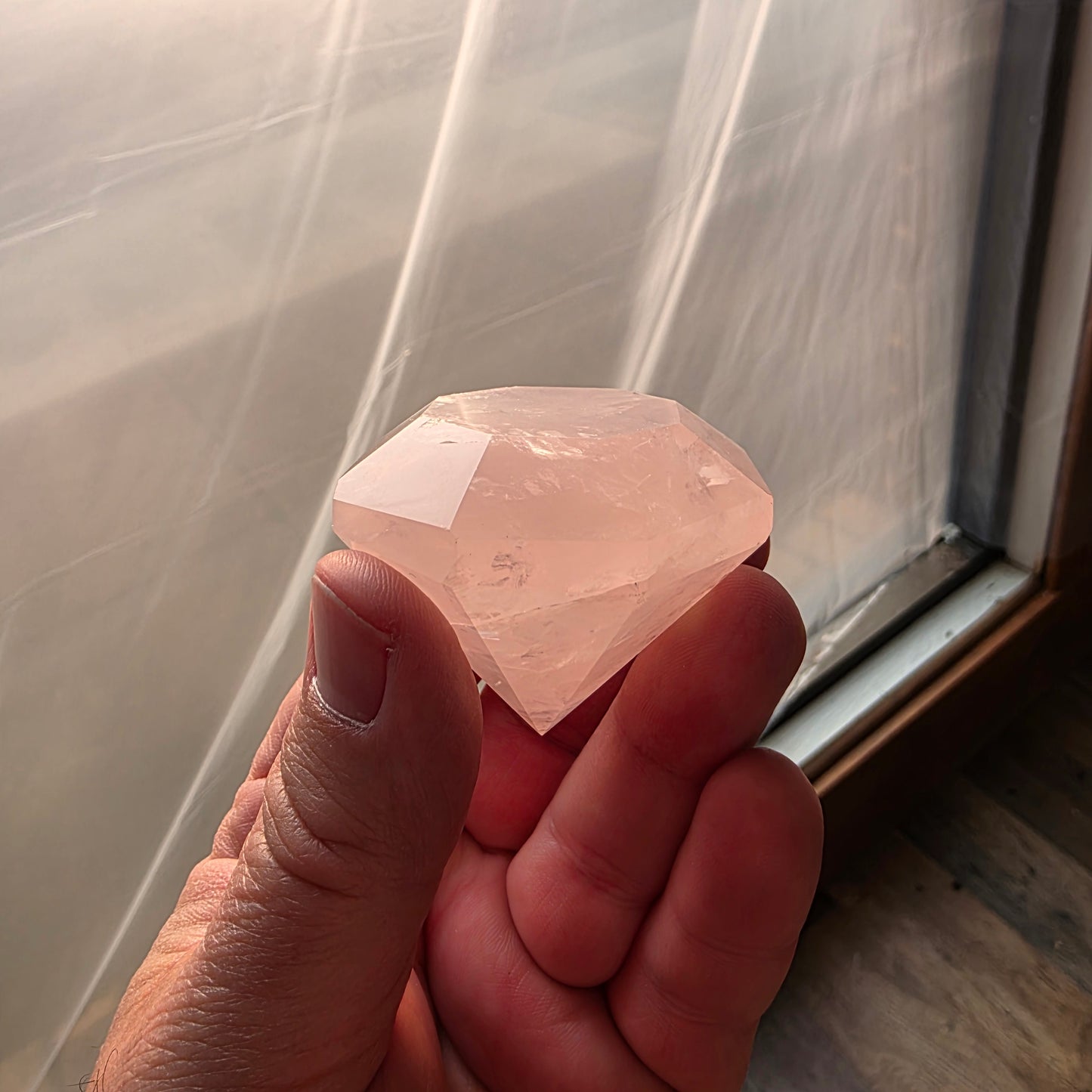 Rose Quartz Diamond Point Carving | 1416