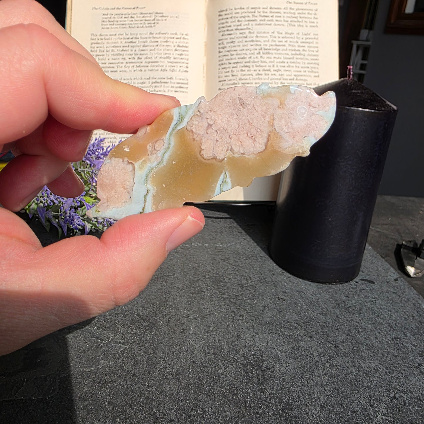 Flower Agate Feather Carving | 1813