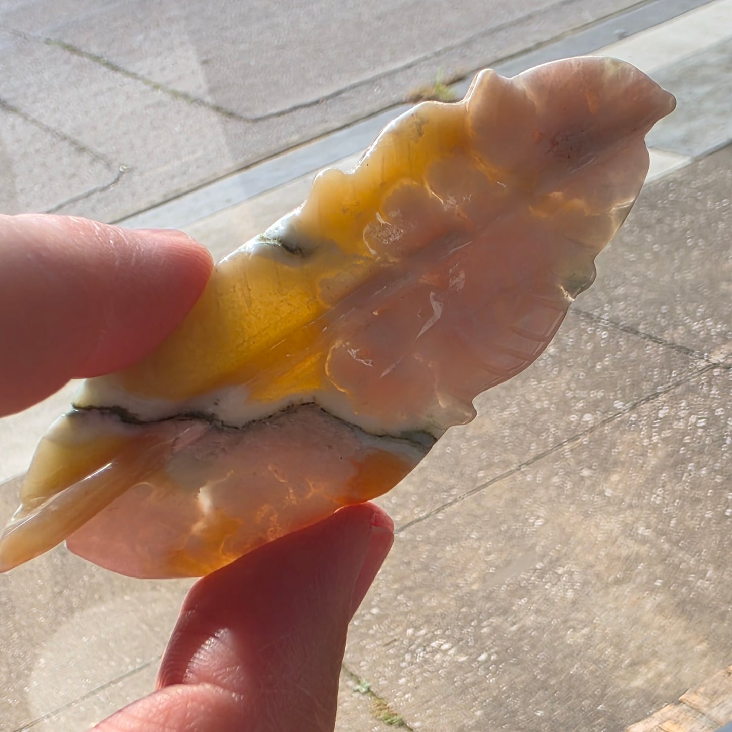 Flower Agate Feather Carving | 1813