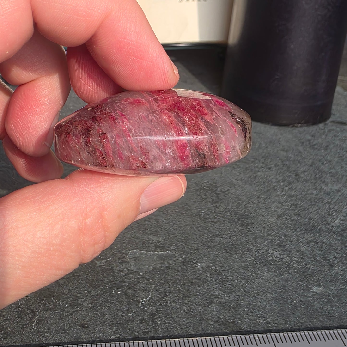 Rhodonite, Clear Quartz Palmstone | 1540