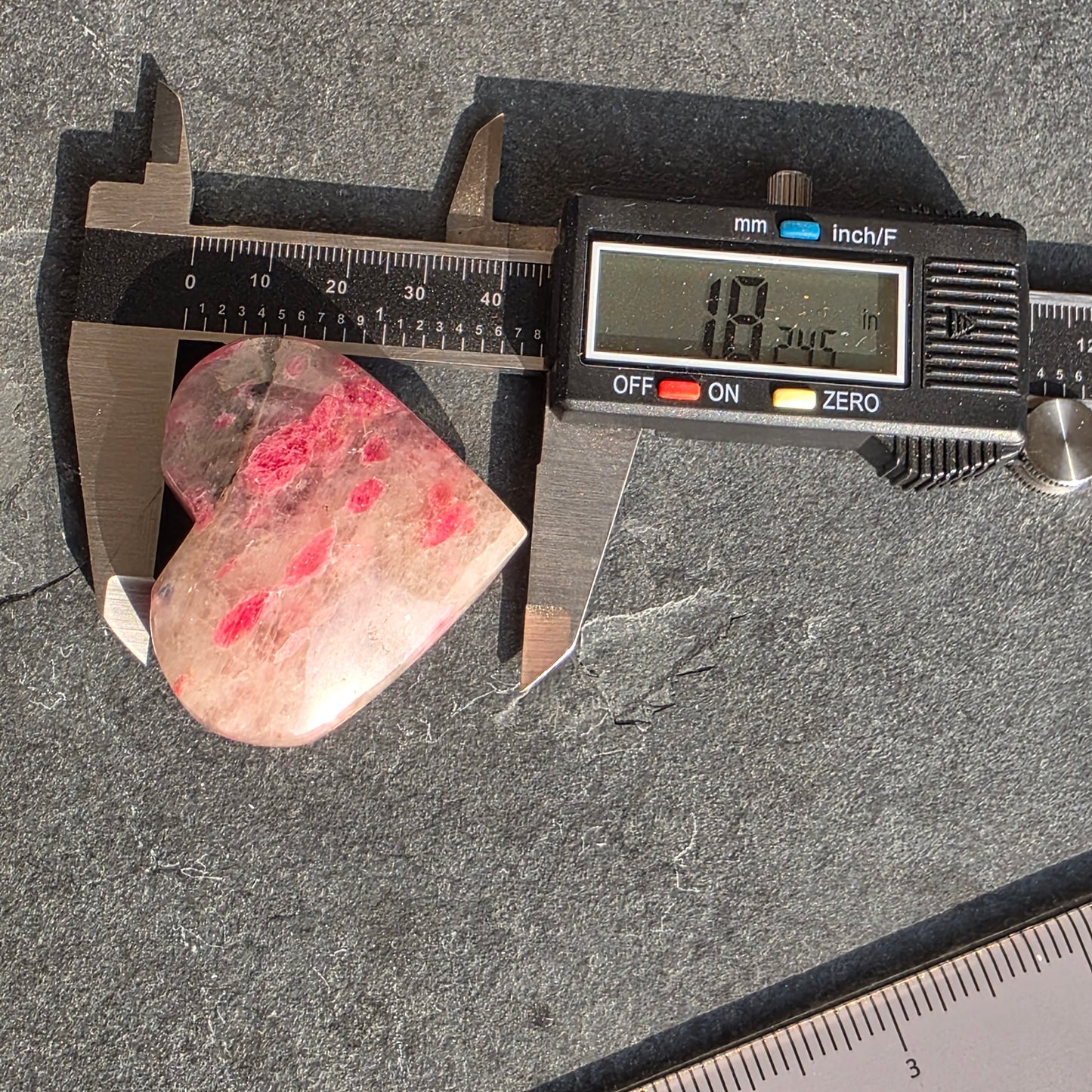 Rhodonite, Clear Quartz Heart Carving | 1533