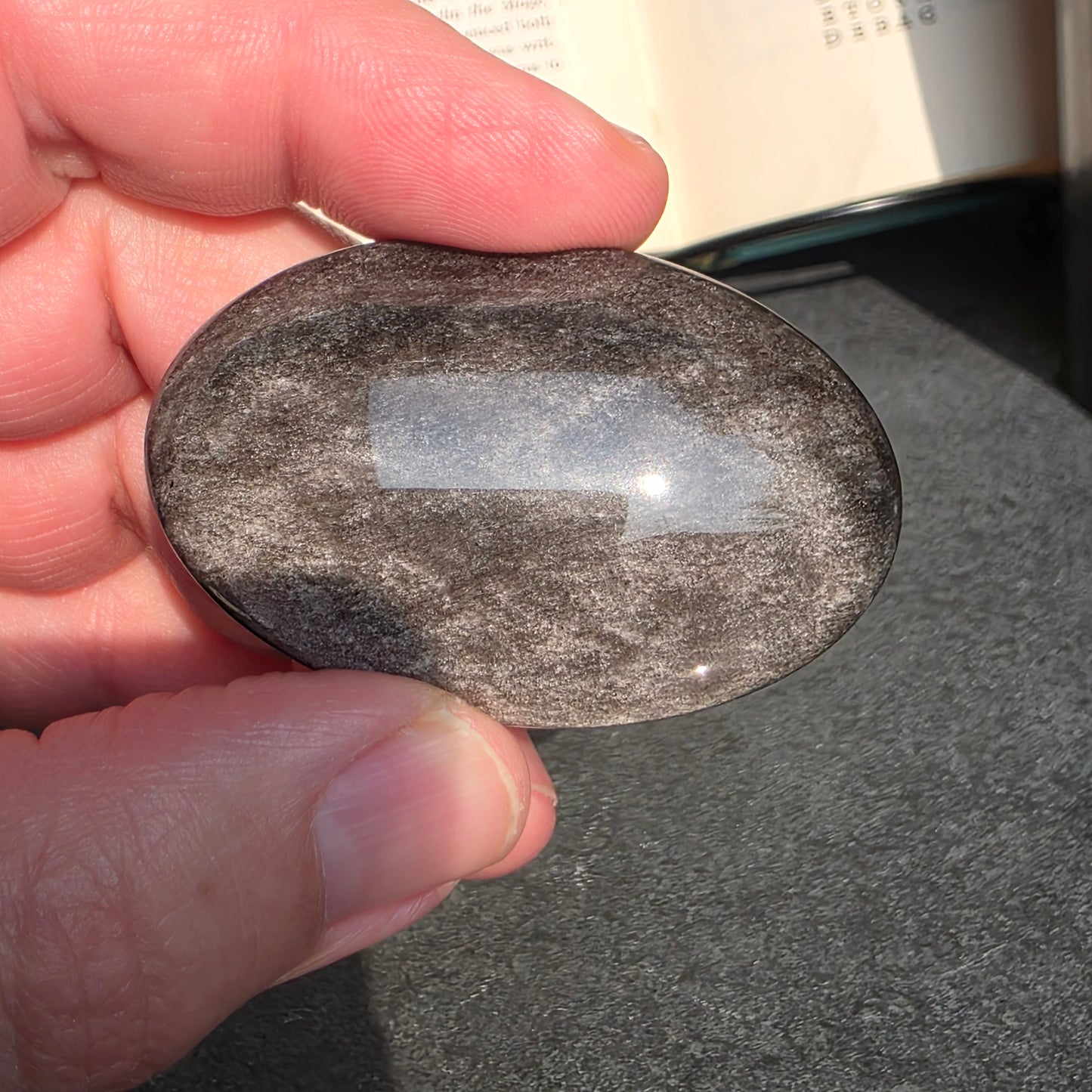 Silver Sheen Obsidian Palmstone | 1893