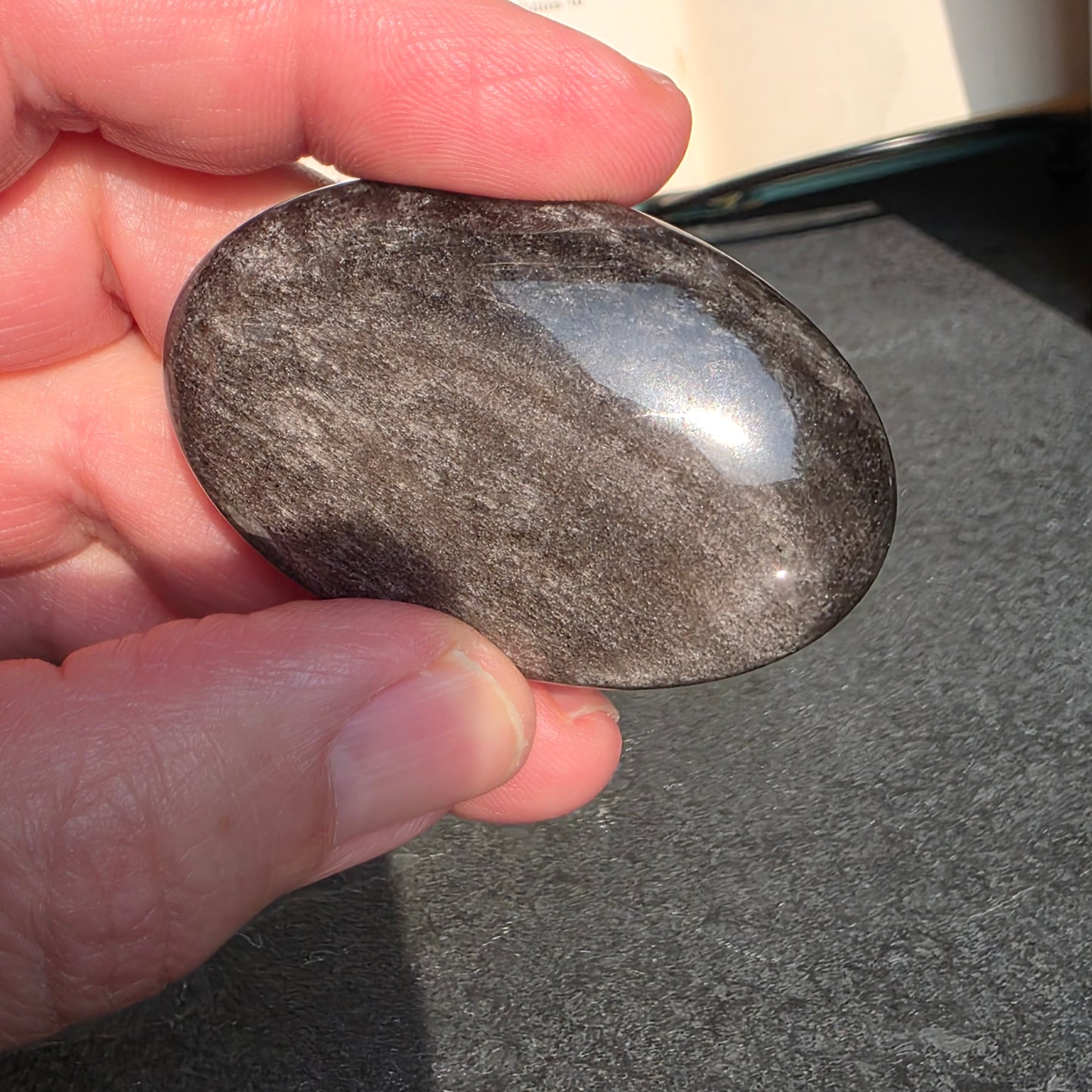 Silver Sheen Obsidian Palmstone | 1893
