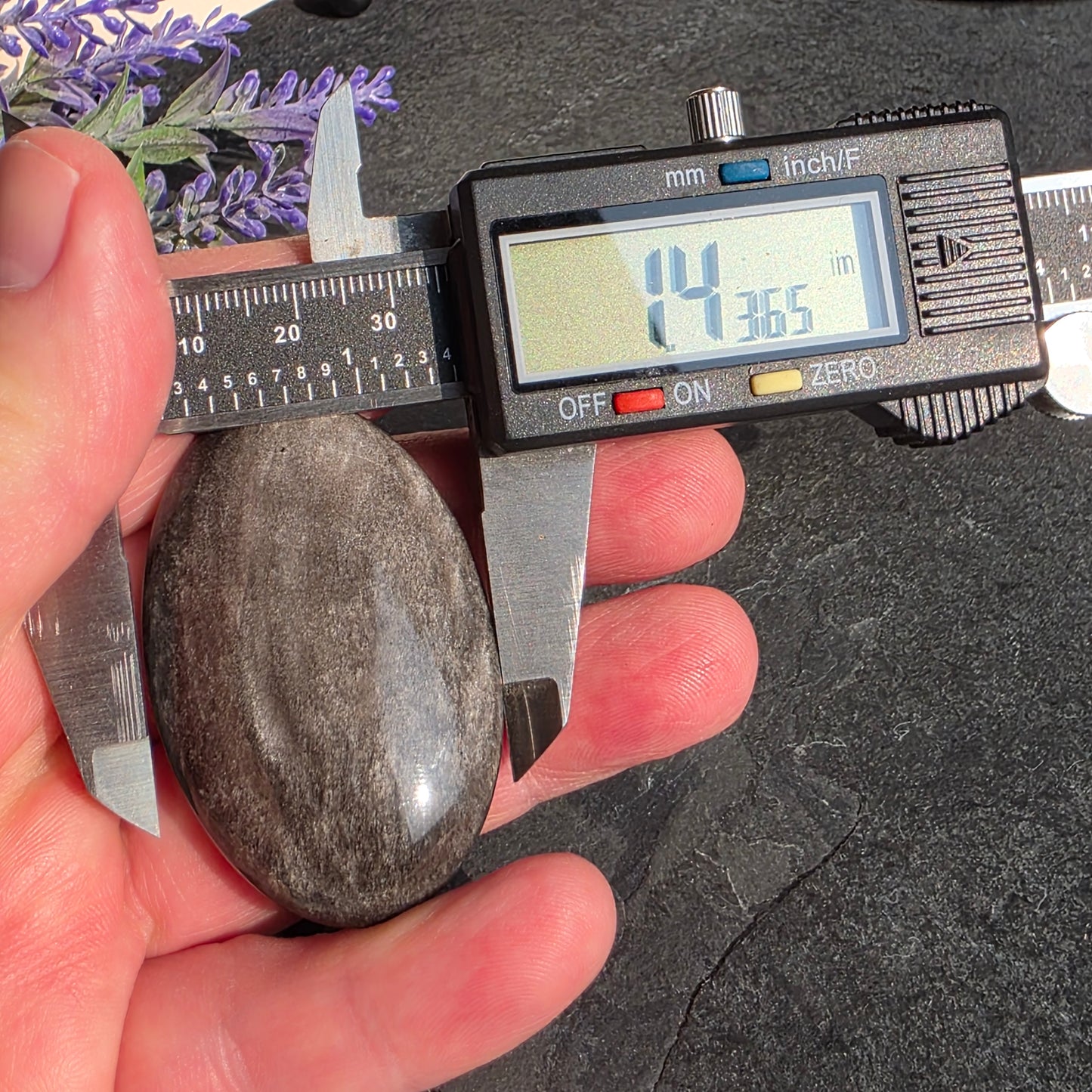 Silver Sheen Obsidian Palmstone | 1893