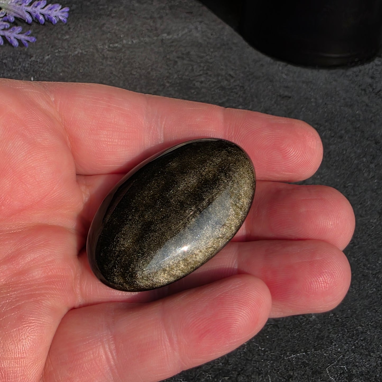 Gold Sheen Obsidian Palmstone | 1868