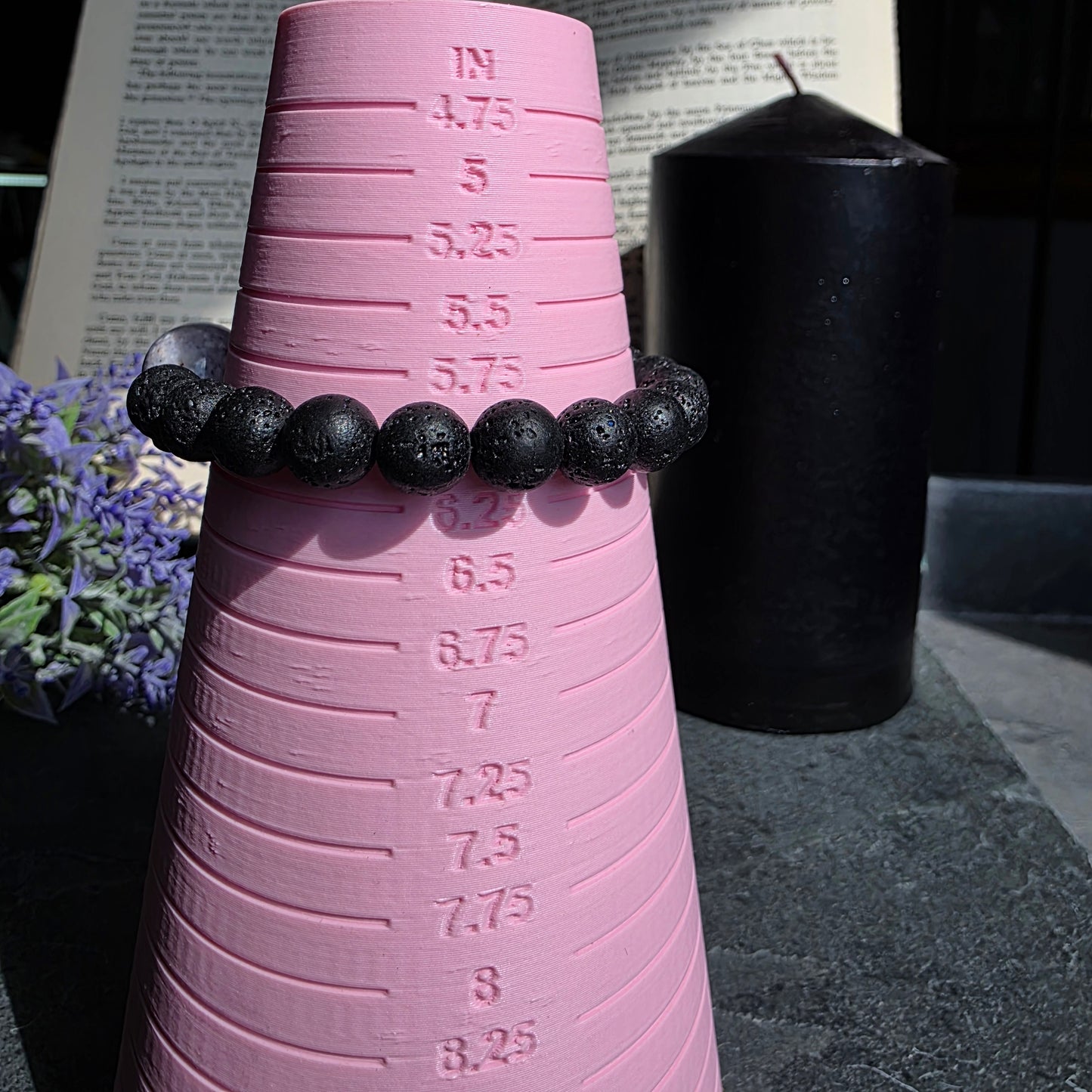 Lilac Jade, Lava Rock, Silver Spacer 15cm / 6" Stretch Bracelet | 2476