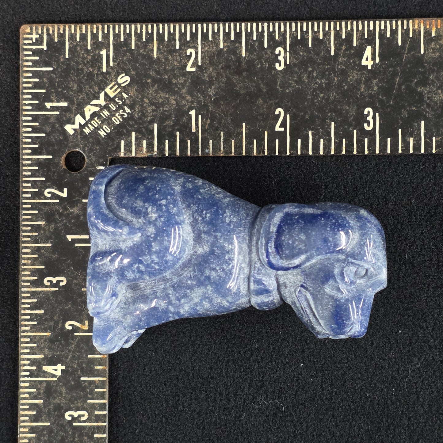 Blue Goldstone Dog Carving | 1087