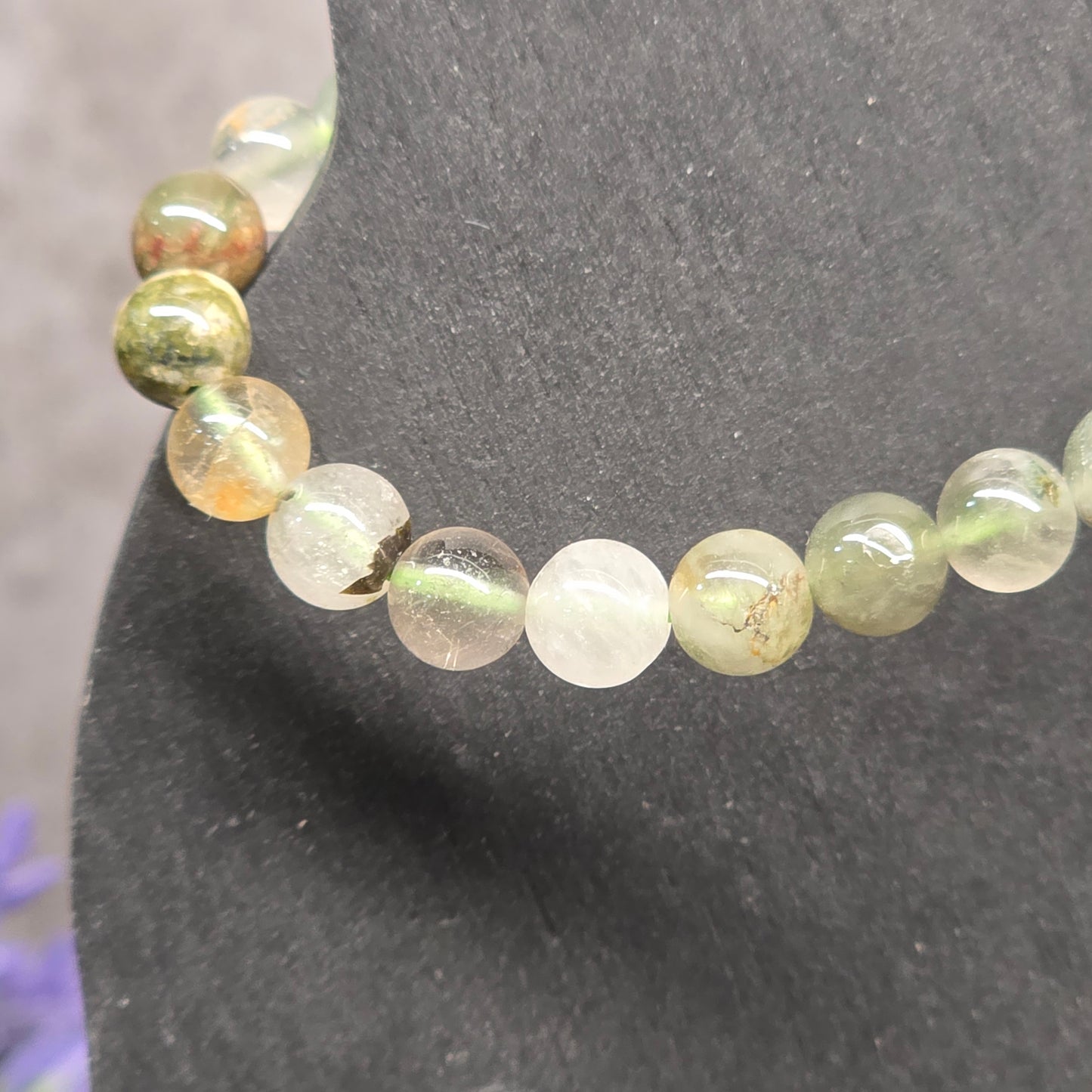 Green Rutile Quartz Bead Bracelet 6.25"-16cm | 3059