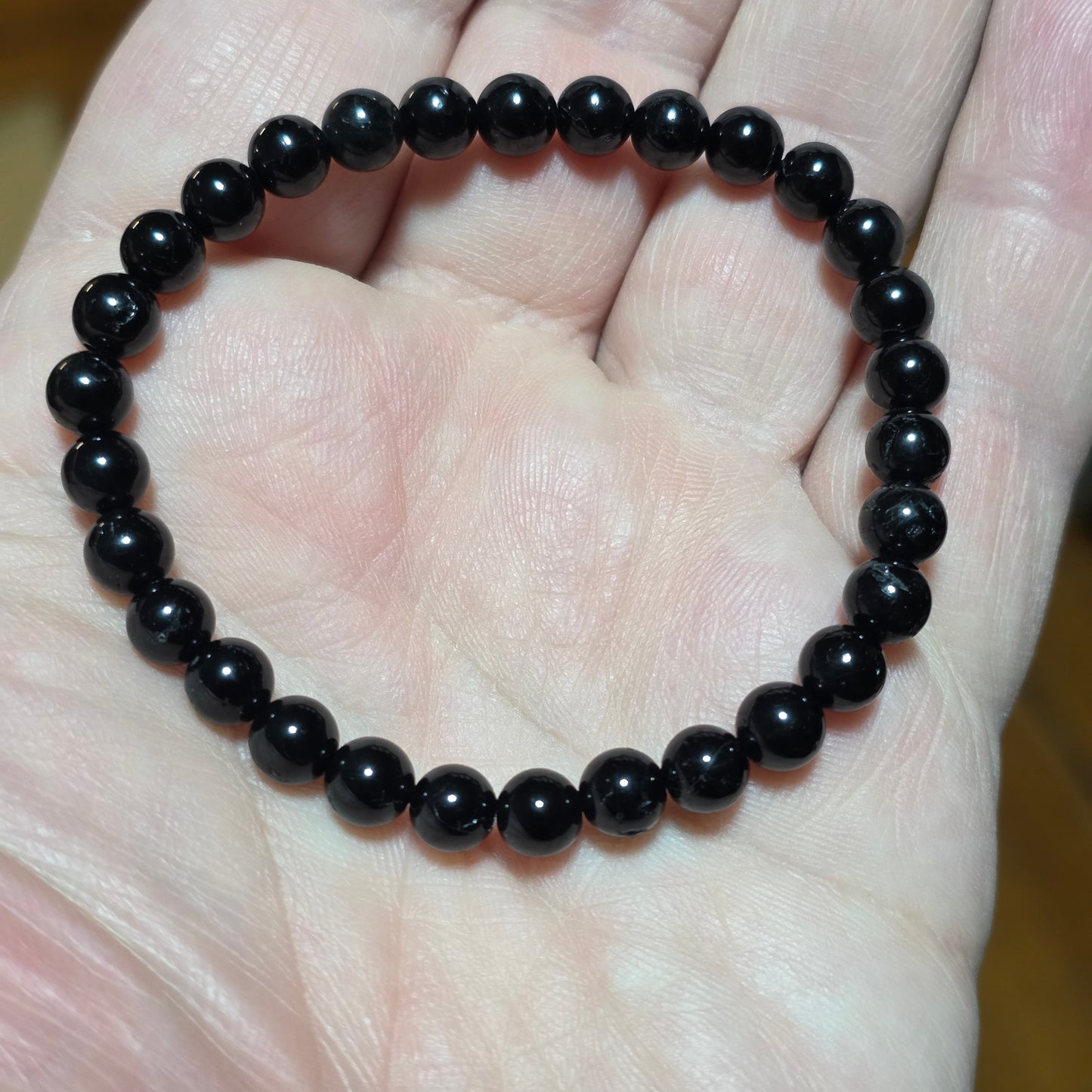Black Tourmaline Bead Bracelet 6.5" | 3524