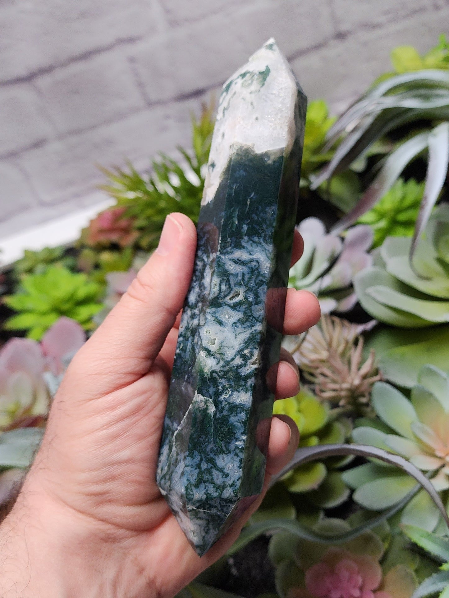 Moss Agate Wand Carving | 1834