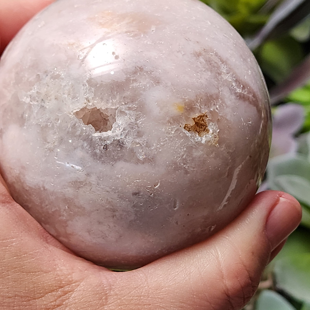 Flower Agate, Amethyst Sphere - Druzy | 3647