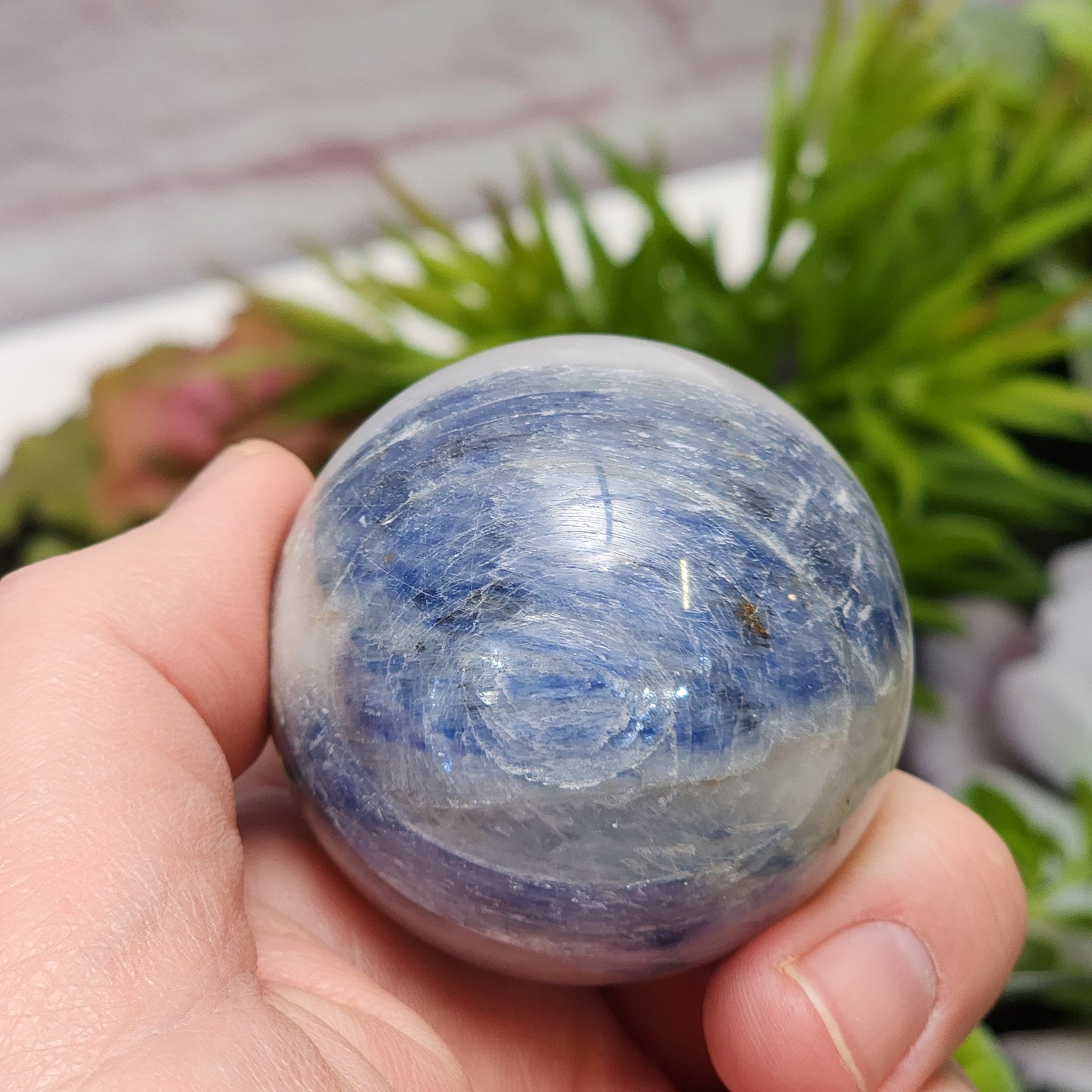 Blue Kyanite, Smoky Quartz, Clear Quartz Sphere | 2278