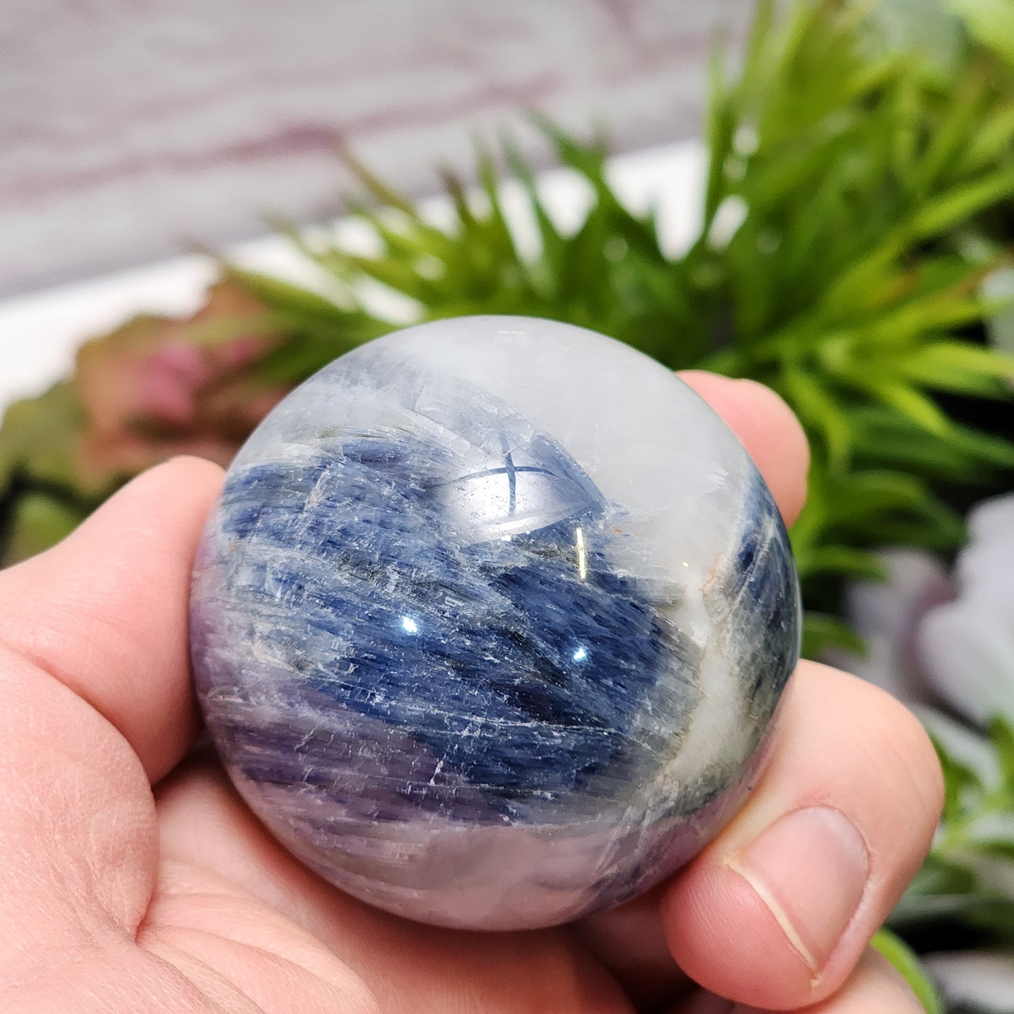 Blue Kyanite, Smoky Quartz, Clear Quartz Sphere | 2278