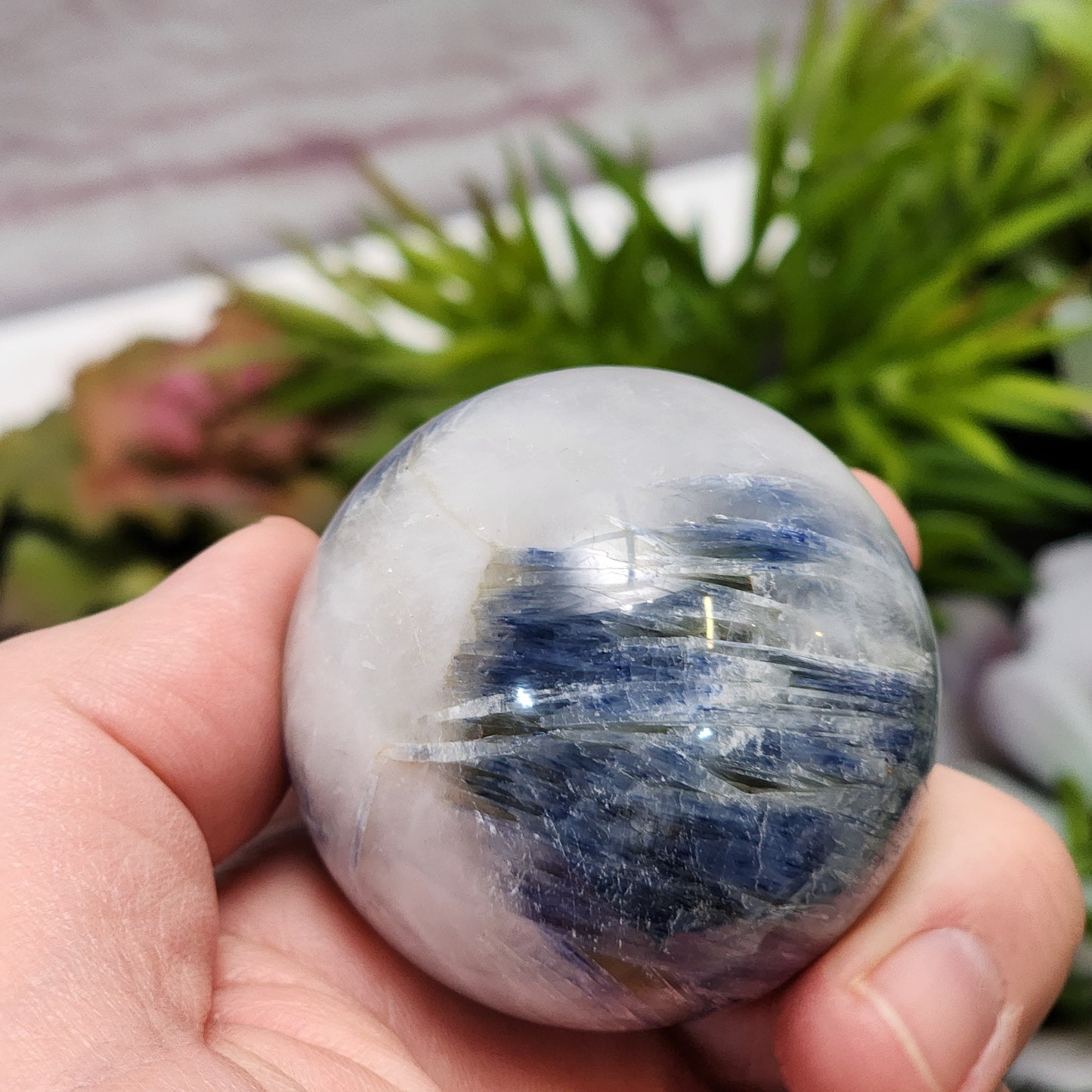 Blue Kyanite, Smoky Quartz, Clear Quartz Sphere | 2278