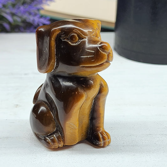 Tiger's Eye Dog Carving | 1055