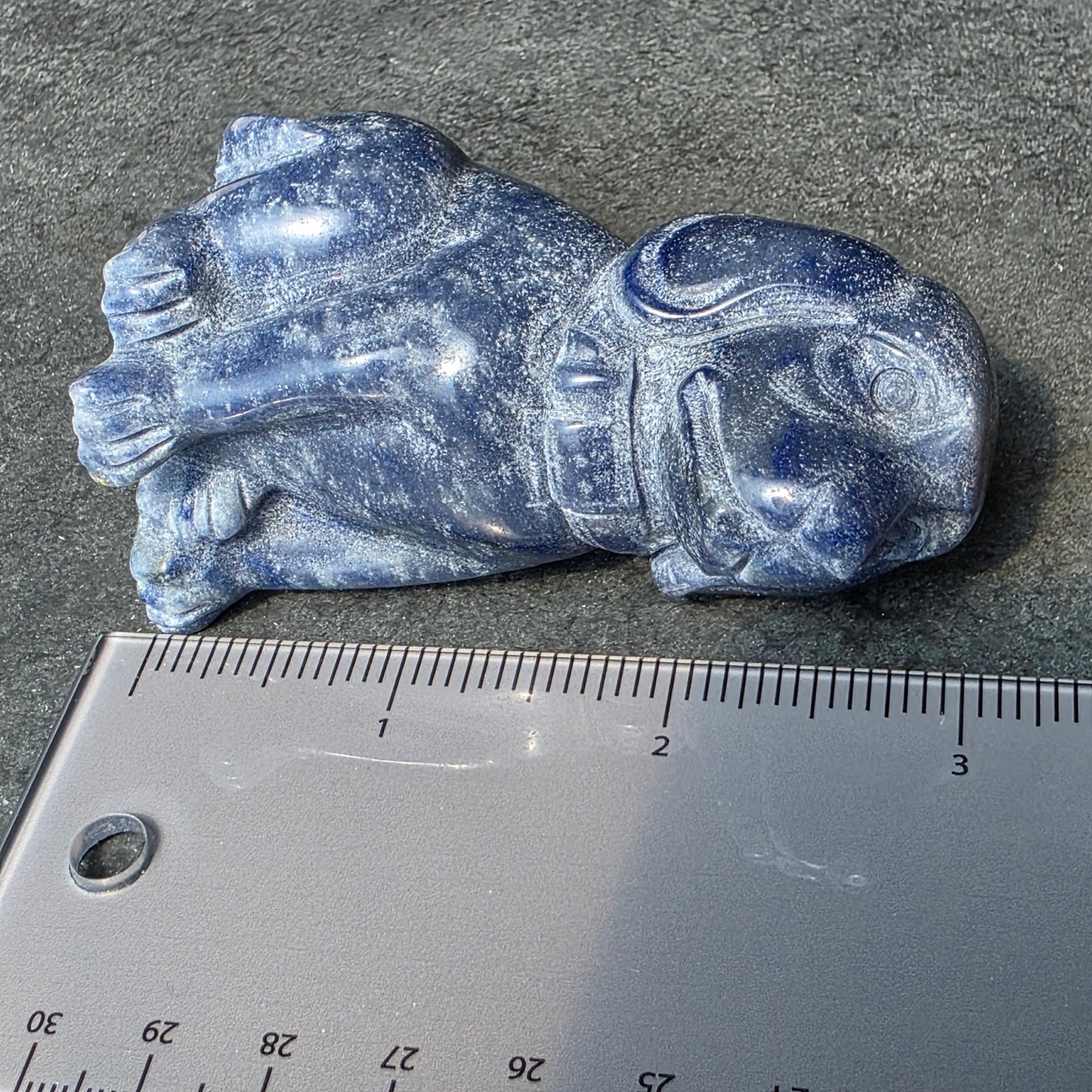 Blue Goldstone Dog Carving | 1087