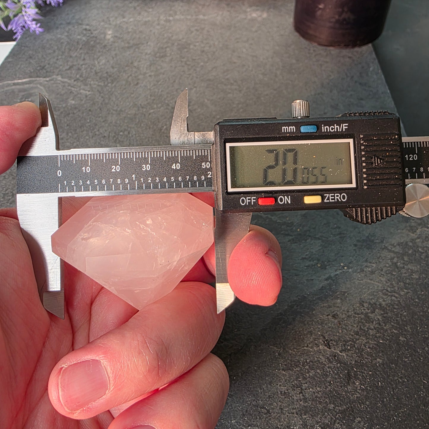 Rose Quartz Diamond Point Carving | 1416