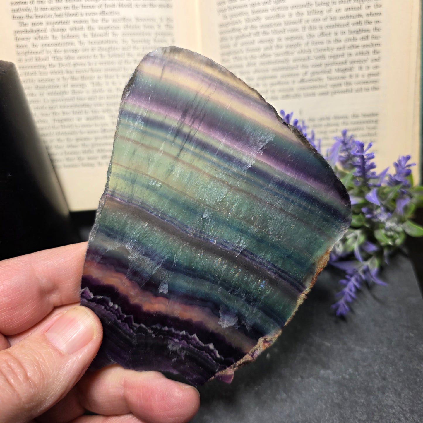 Natural Green and Purple Fluorite Slab | 1566