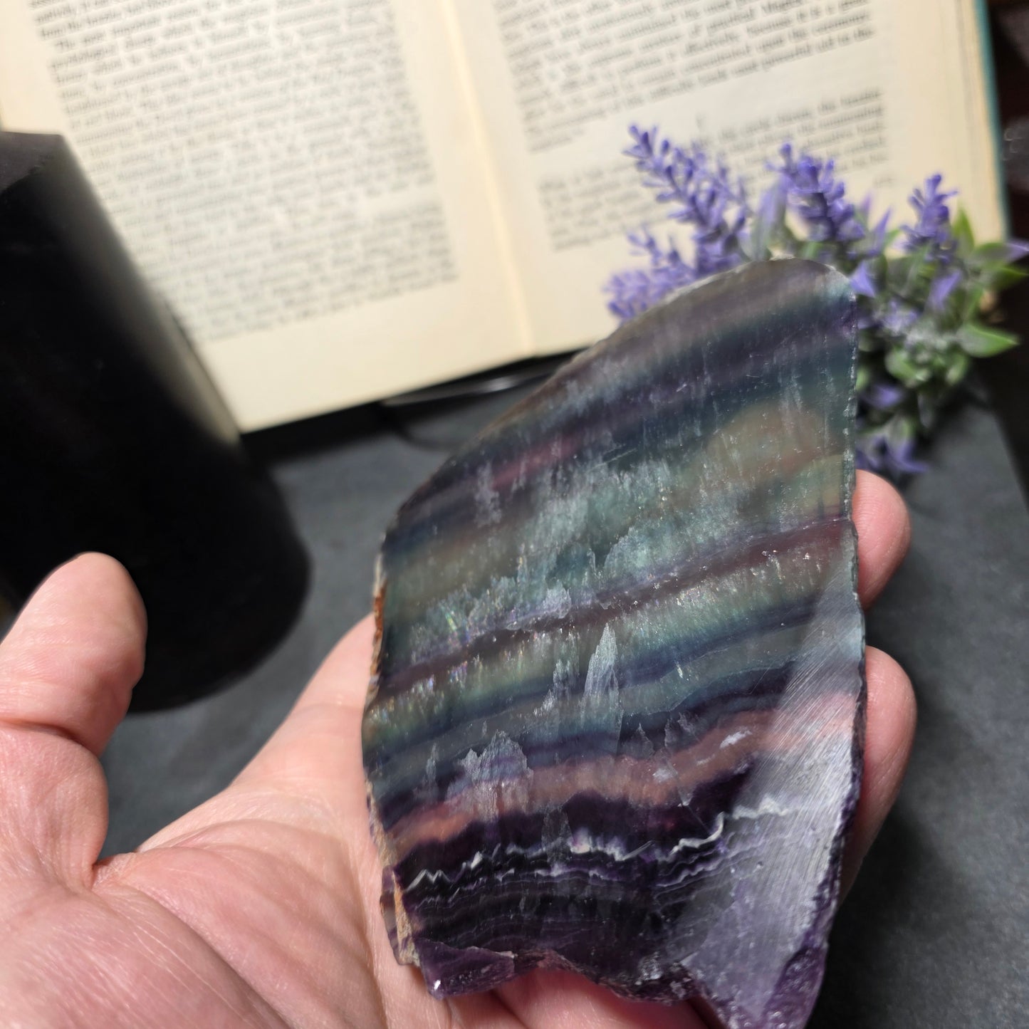 Natural Green and Purple Fluorite Slab | 1566