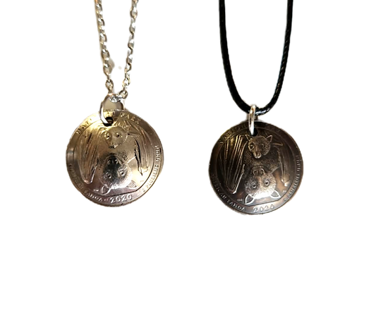 Bat Quarter Coin Necklace (NEW-OPEN) | 2974