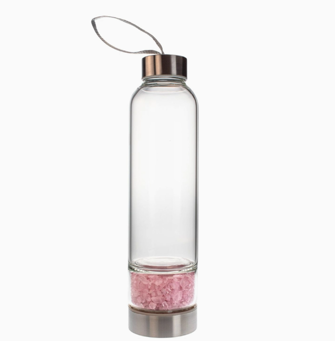 Rose Quartz Chip Water Bottle | 3157