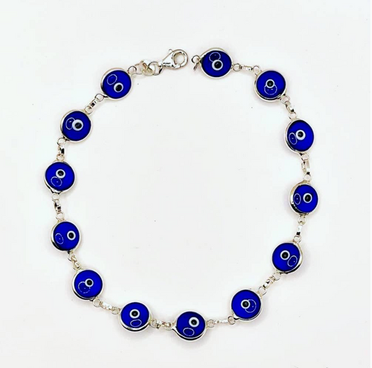 Evil Eye 8" Sterling Silver Bracelet (NEW-OPEN) | 3087