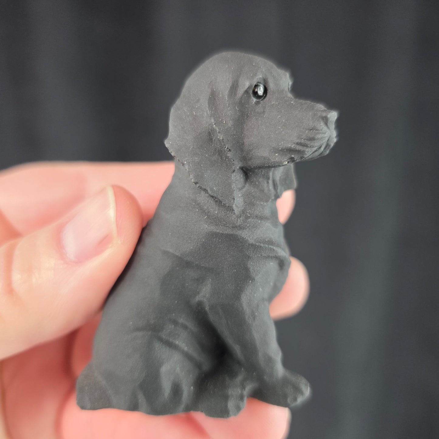 Black Obsidian Dog Carving | 1085