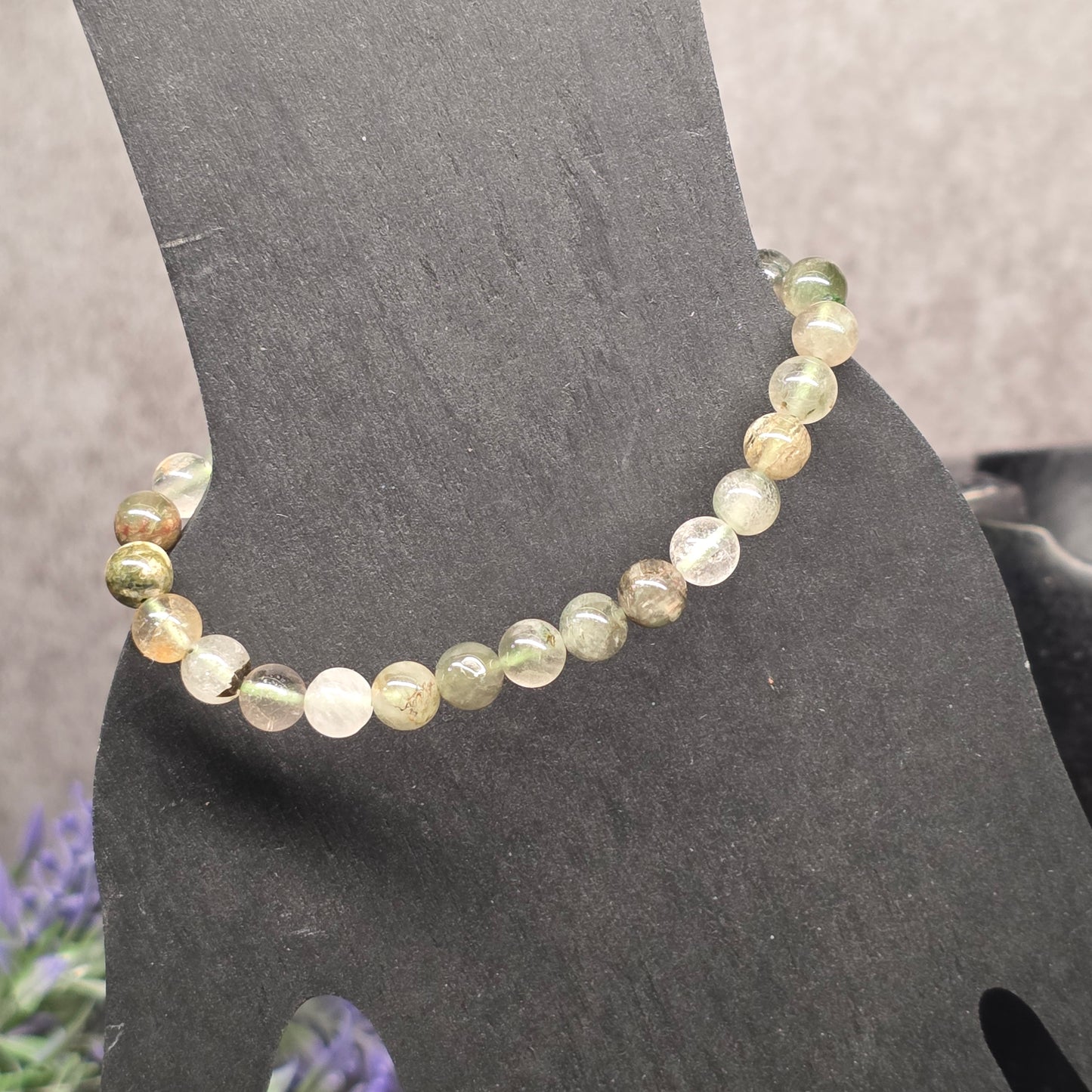 Green Rutile Quartz Bead Bracelet 6.25"-16cm | 3059
