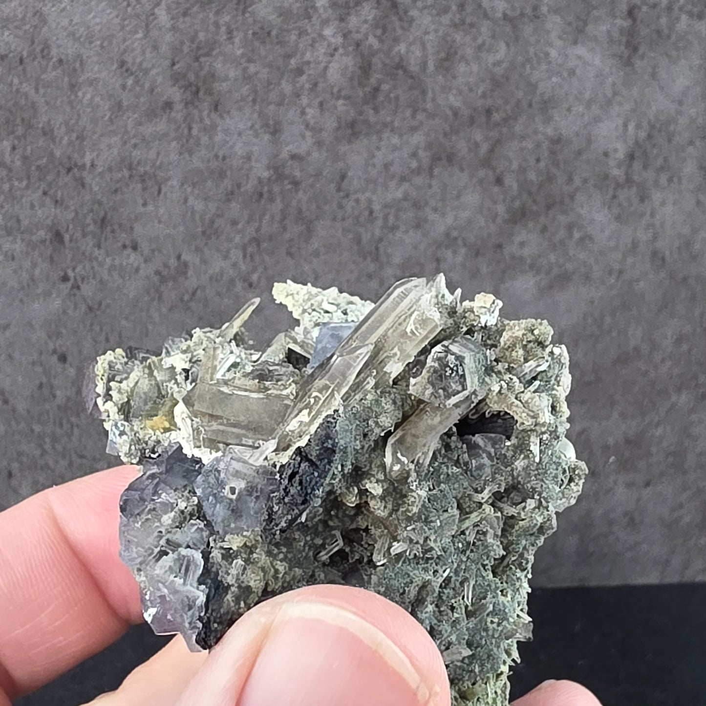 Purple Fluorite w/ Quartz and Black Tourmaline Specimen | 3062
