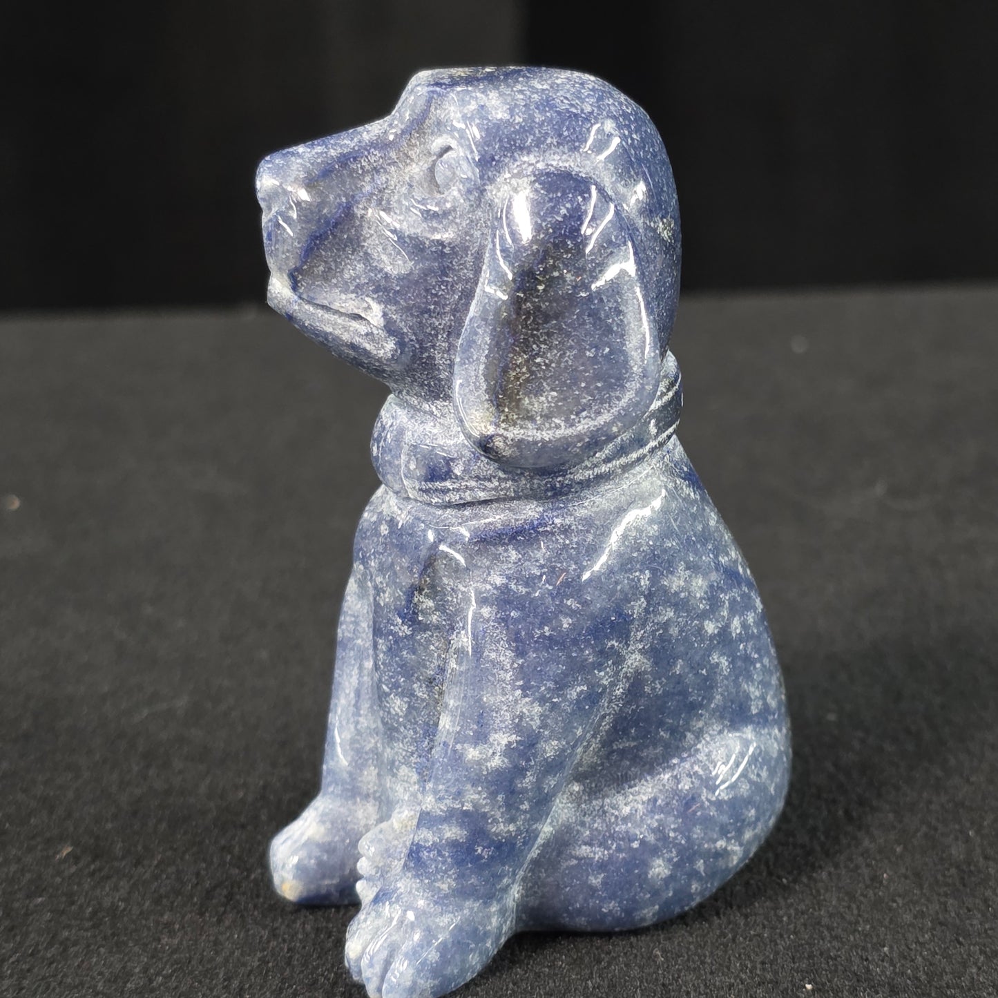 Blue Goldstone Dog Carving | 1087