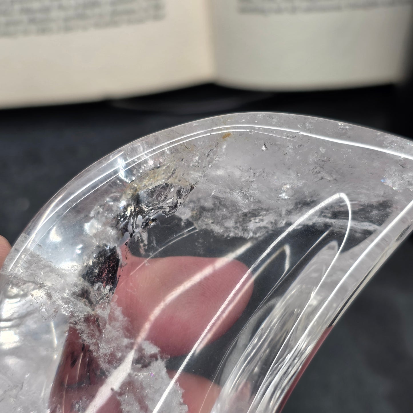 Clear Quartz Moon Bowl Carving | 1581