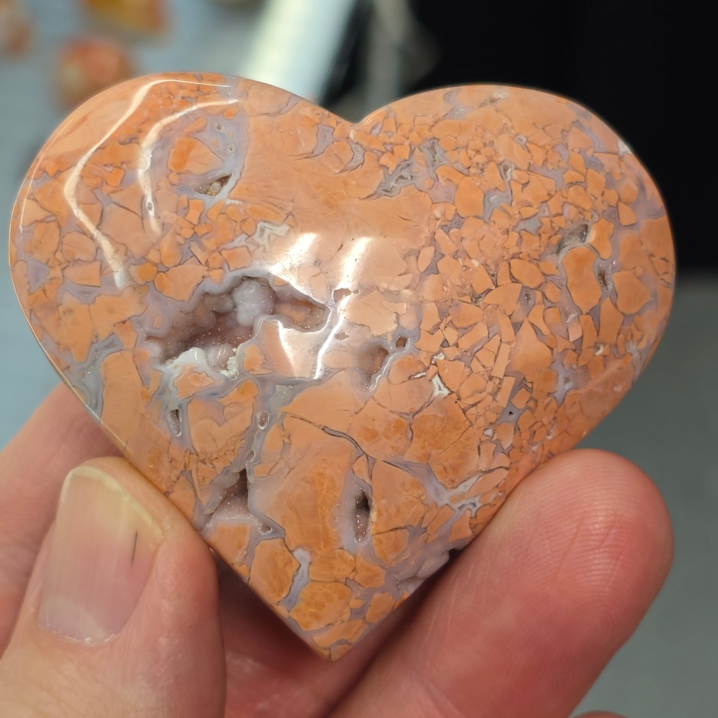 Cotton Candy Agate Heart Carving | 2022
