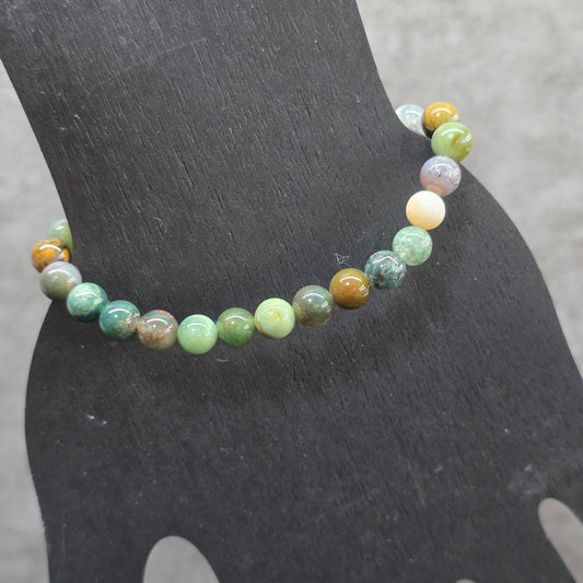Indian Agate Bead Bracelet | 2294