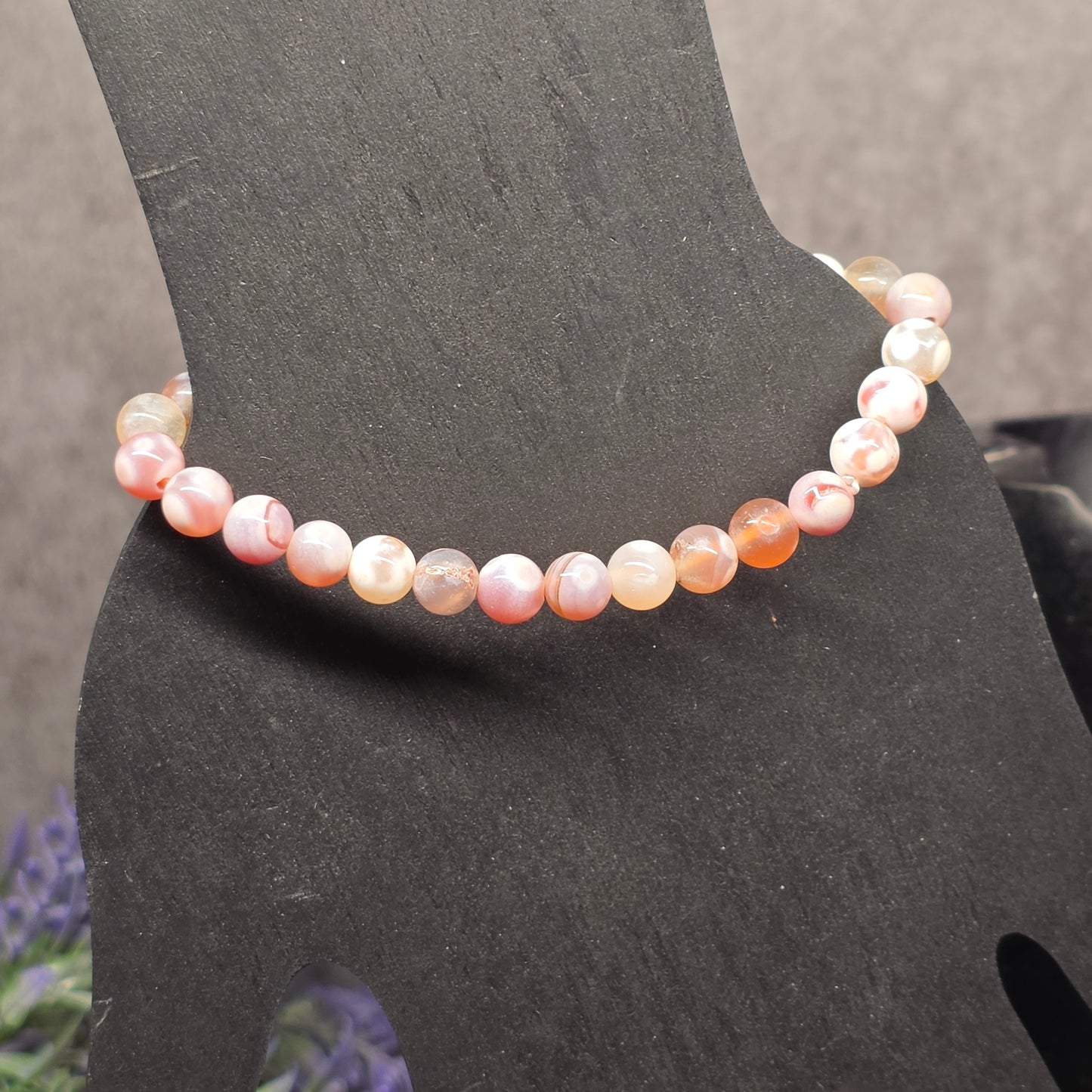 Orca Agate Bead Bracelet 6.25"-16cm | 3056