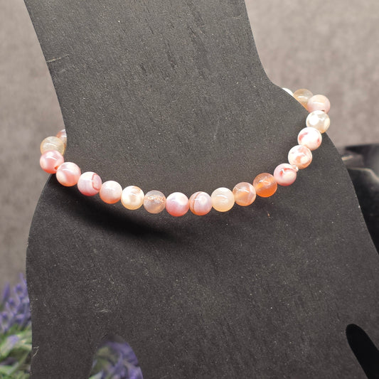 Orca Agate Bead Bracelet 6.25"-16cm | 3056