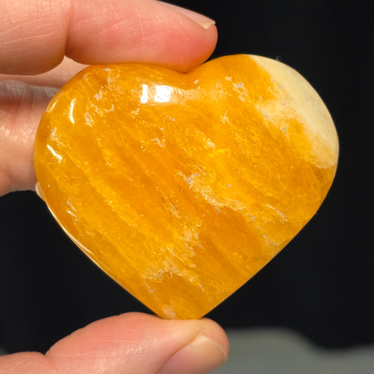 Mango Calcite Heart Carving | 1146