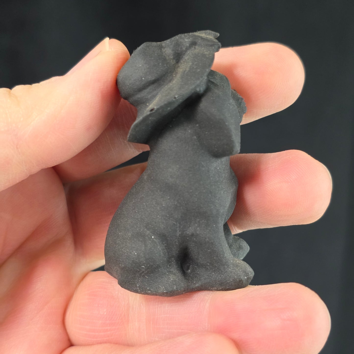 Black Obsidian Dog Carving | 1122