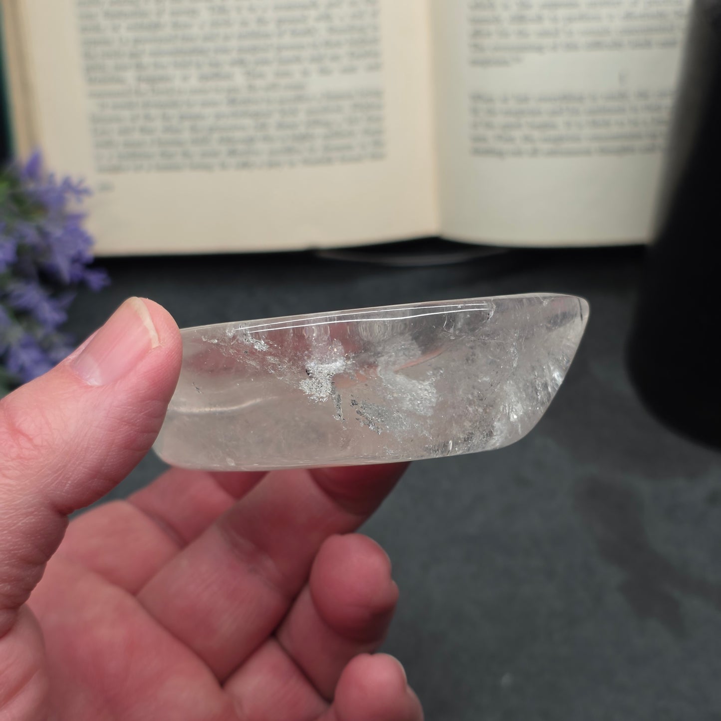 Clear Quartz Moon Bowl Carving | 1583
